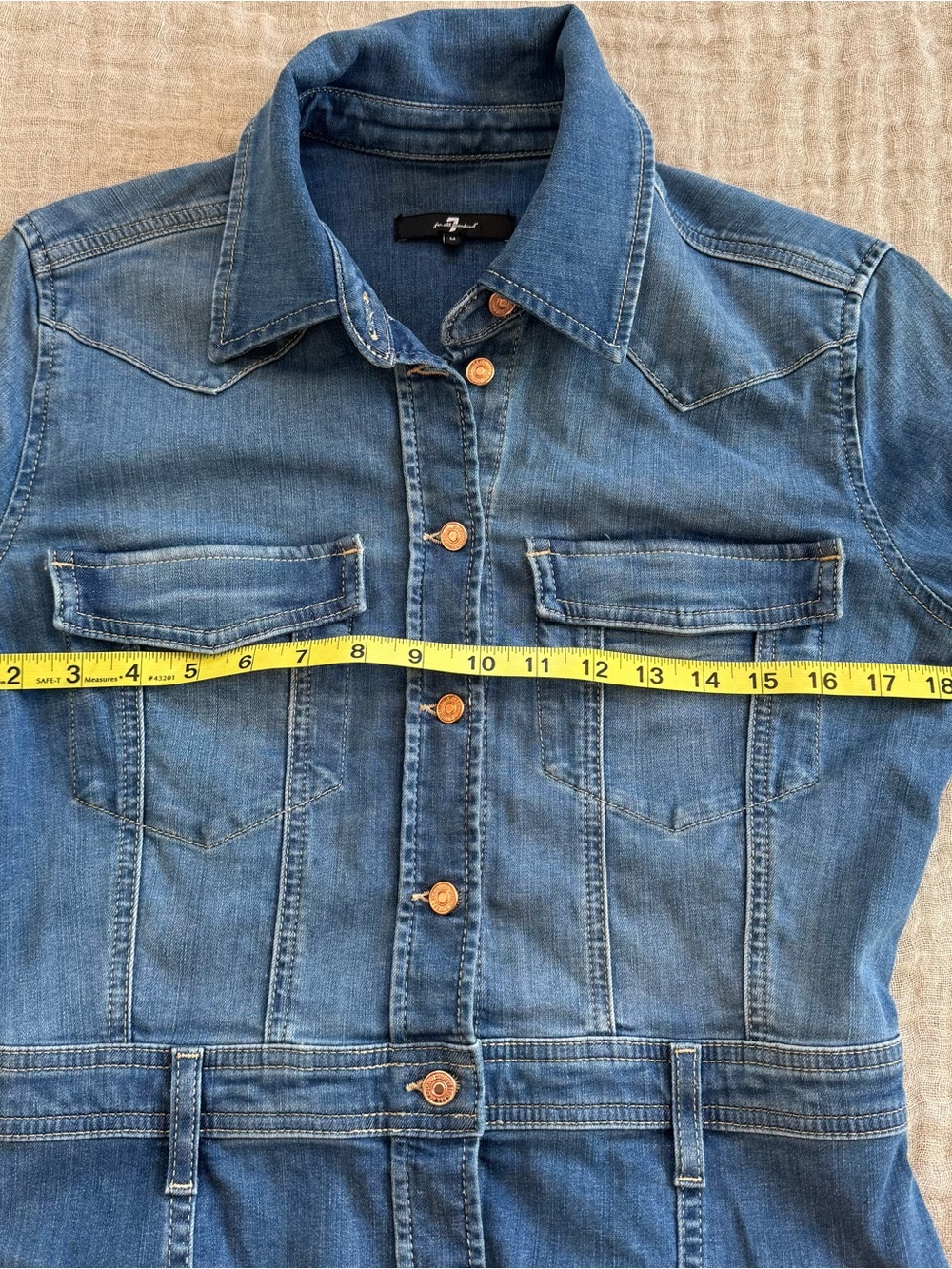 7 For All Mankind Denim Midi Shirt Dress in Blue - Picture 4 of 7